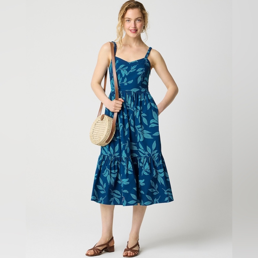 J.Crew Poplin Corset Midi Dress Size 8 NWT